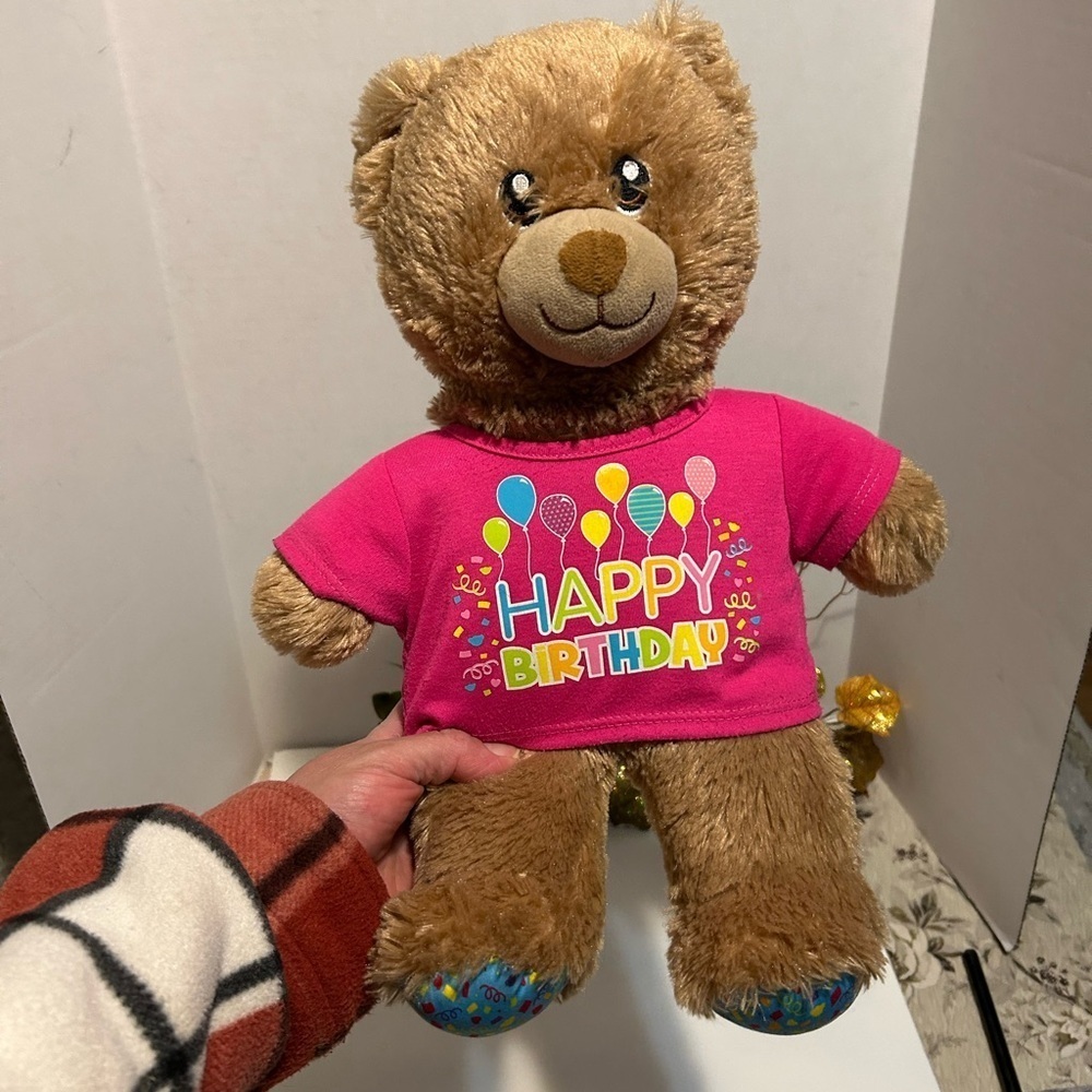 Happy Birthday Teddy Bear with Pink Shirt